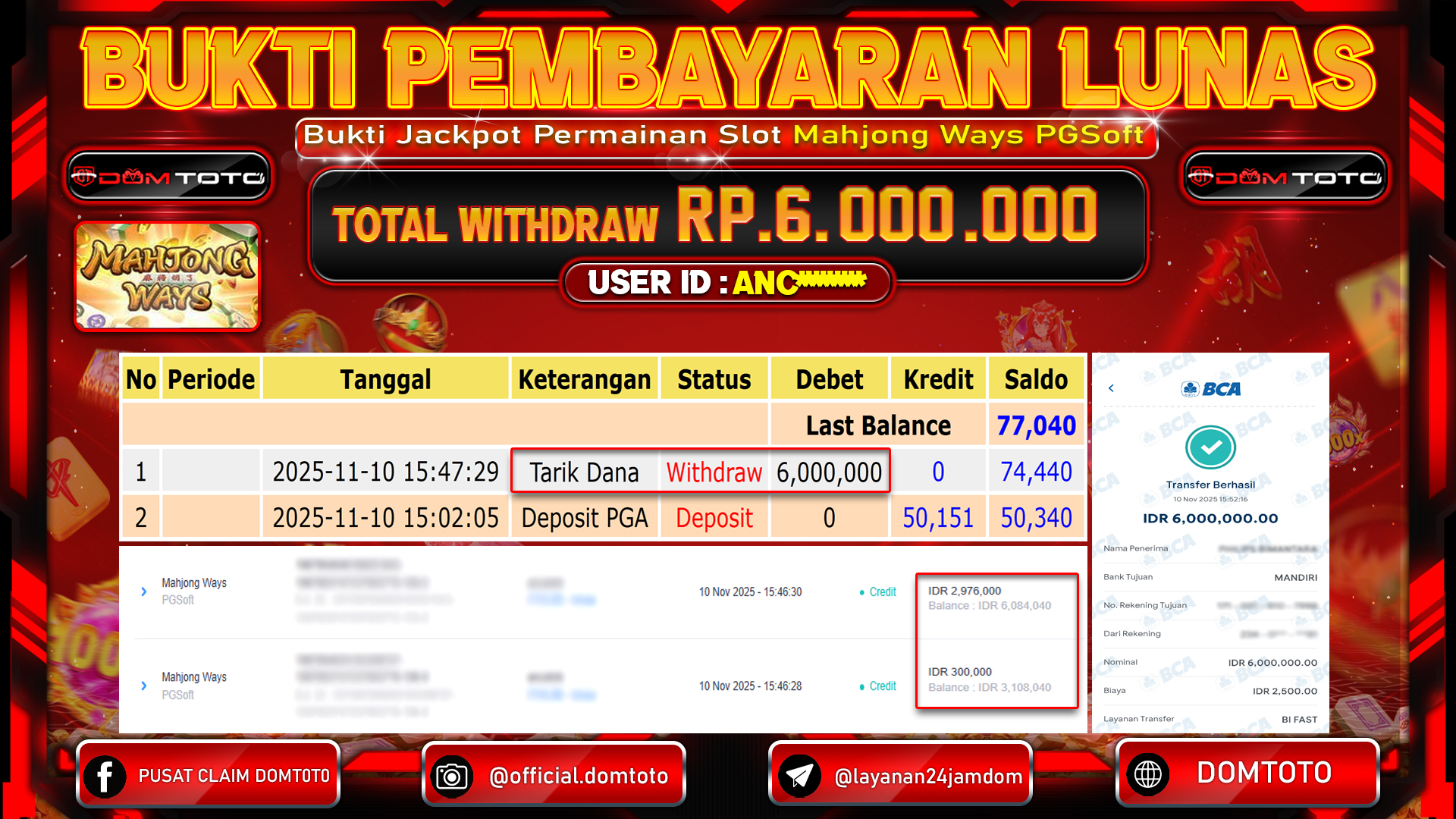 JACKPOT Slot Mahjong Ways PGSoft 10 NOVEMBER 2025